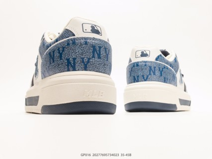 MLB Chunky Liner PU Blue Crackle Cream Navy Low-Top Sneaker view 6