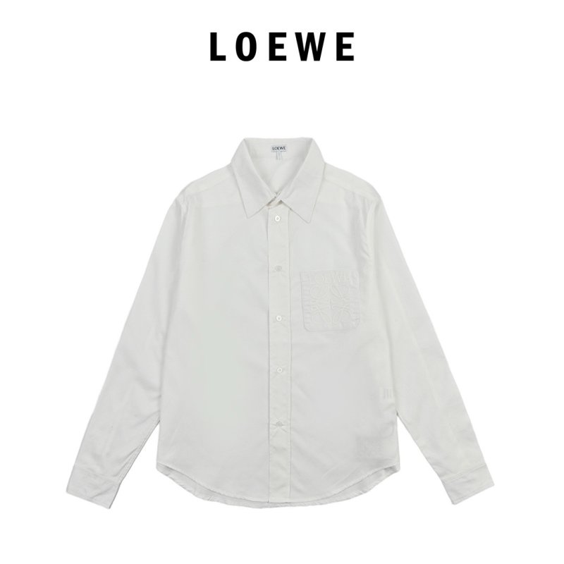 Loewe Pocket Logo Embroidery Cotton Shirt White