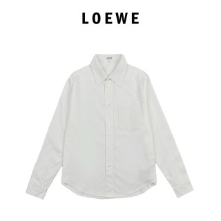 Loewe Pocket Logo Embroidery Cotton Shirt White