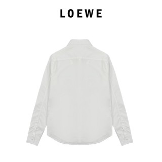 Loewe Pocket Logo Embroidery Cotton Shirt White view 2
