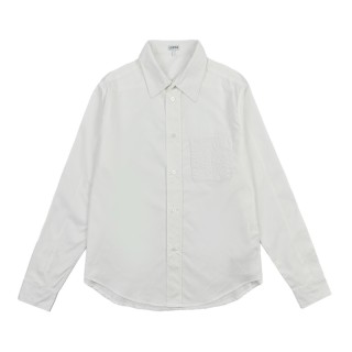 Loewe Pocket Logo Embroidery Cotton Shirt White view 3