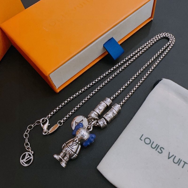 Louis Vuitton LV Replica Silver Pendant Chain Necklace - Unisex view
