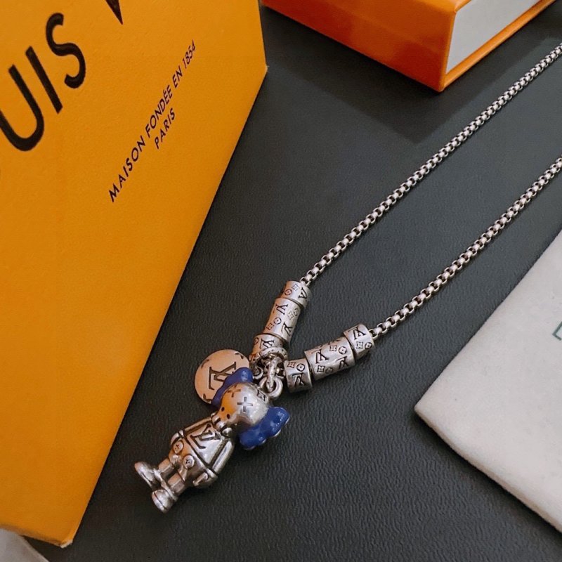 Louis Vuitton LV Replica Silver Pendant Chain Necklace - Unisex view