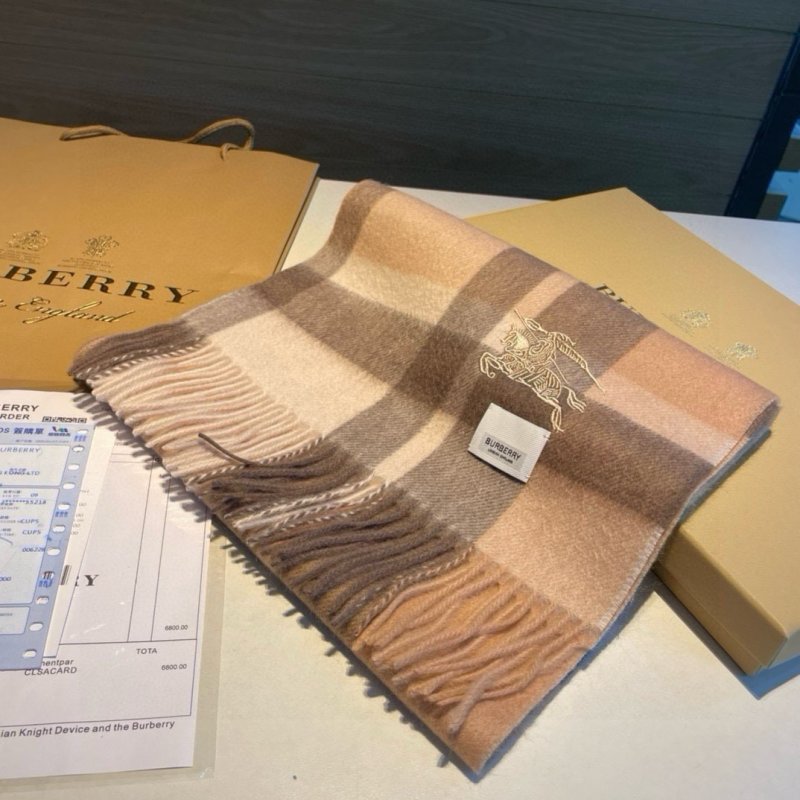 Burberry Check Cashmere Wool Blend Scarf Beige view
