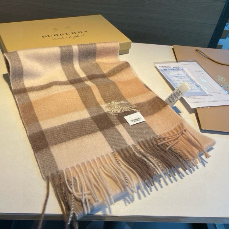 Burberry Check Cashmere Wool Blend Scarf Beige view