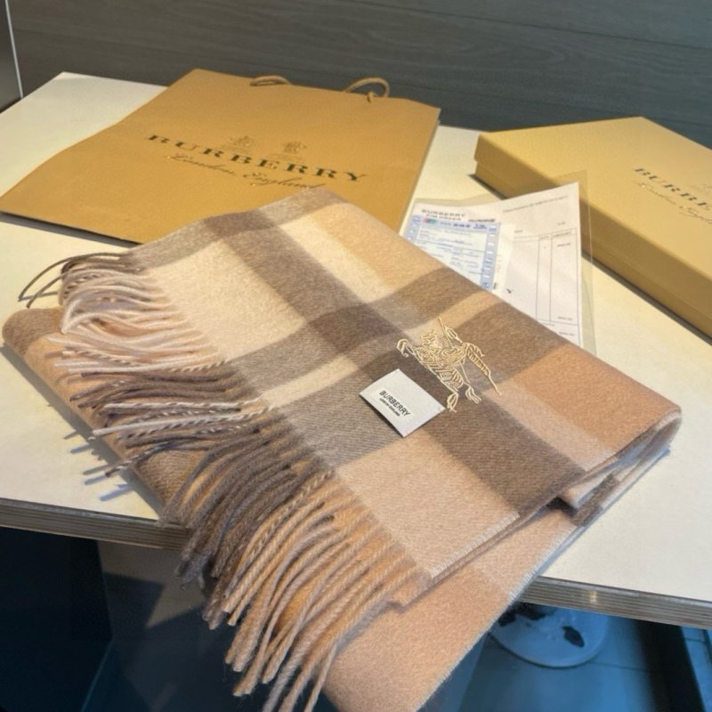 Burberry Check Cashmere Wool Blend Scarf Beige view