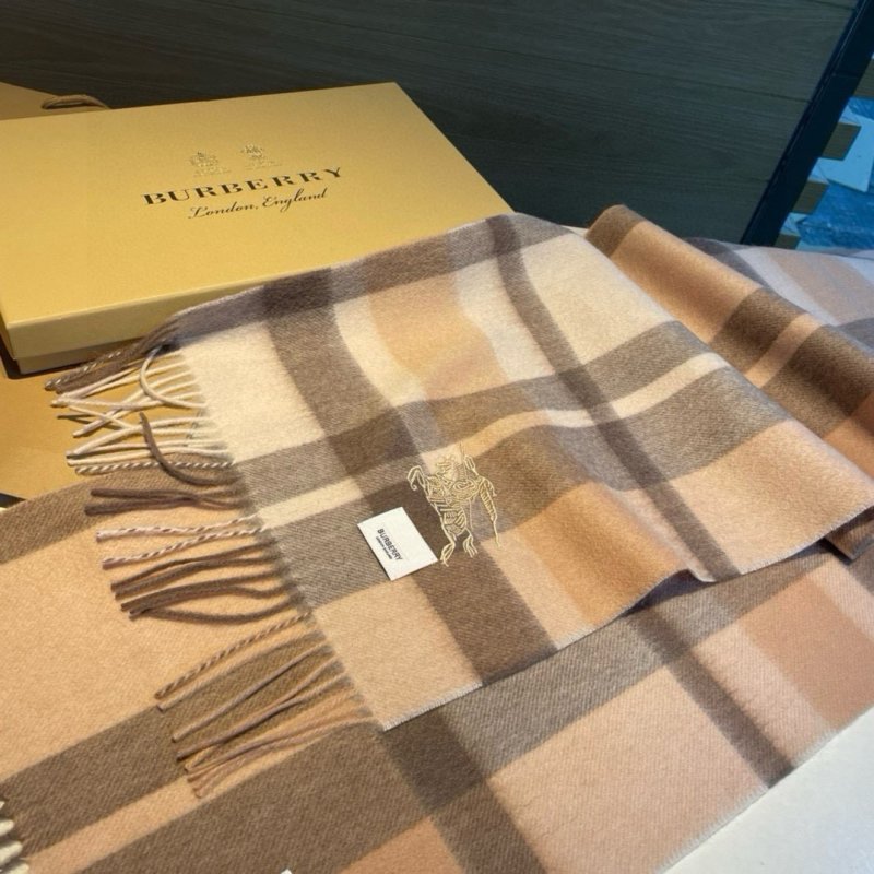 Burberry Check Cashmere Wool Blend Scarf Beige view