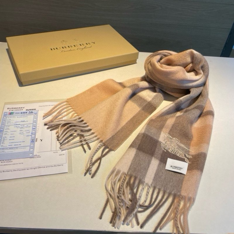 Burberry Check Cashmere Wool Blend Scarf Beige view