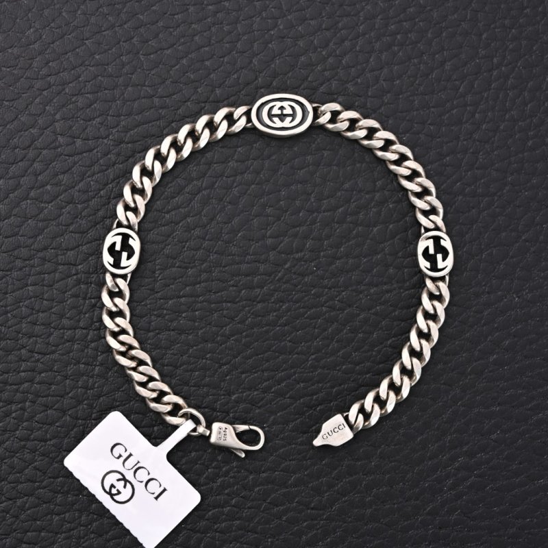 Gucci Interlocking G Silver Chain Bracelet 21cm