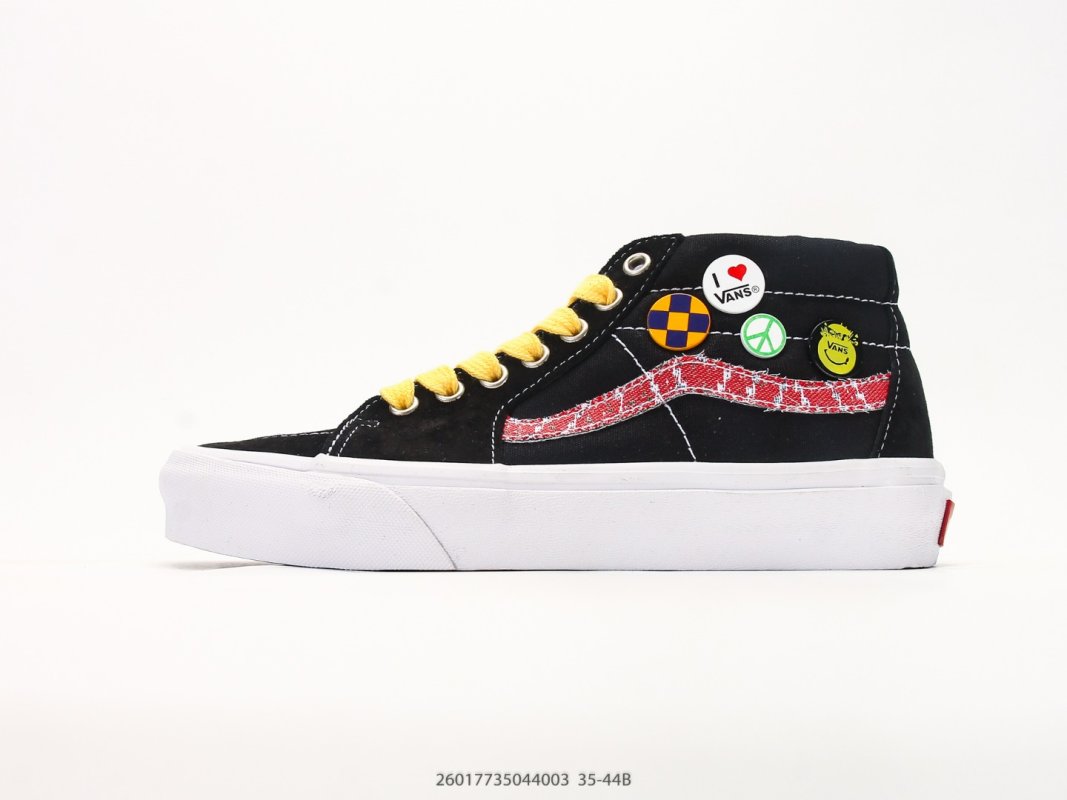 Vans Sk8-Mid Black Pink Quilted Checkerboard Mid-Top Sneaker