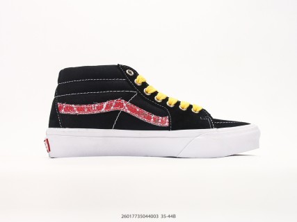 Vans Sk8-Mid Black Pink Quilted Checkerboard Mid-Top Sneaker view 2