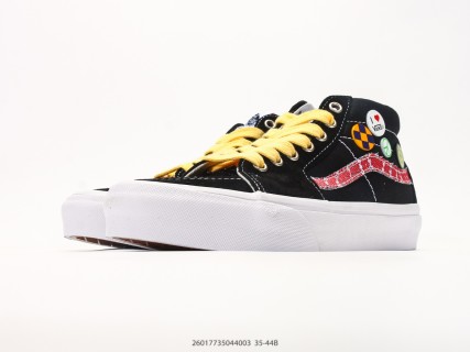 Vans Sk8-Mid Black Pink Quilted Checkerboard Mid-Top Sneaker view 5