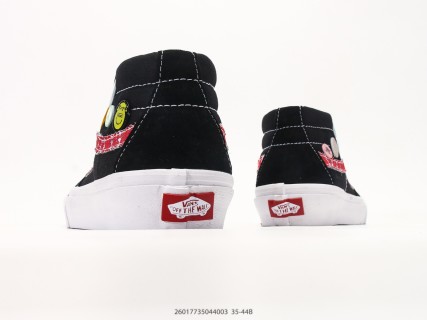 Vans Sk8-Mid Black Pink Quilted Checkerboard Mid-Top Sneaker view 6