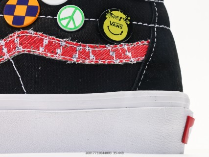 Vans Sk8-Mid Black Pink Quilted Checkerboard Mid-Top Sneaker view 7