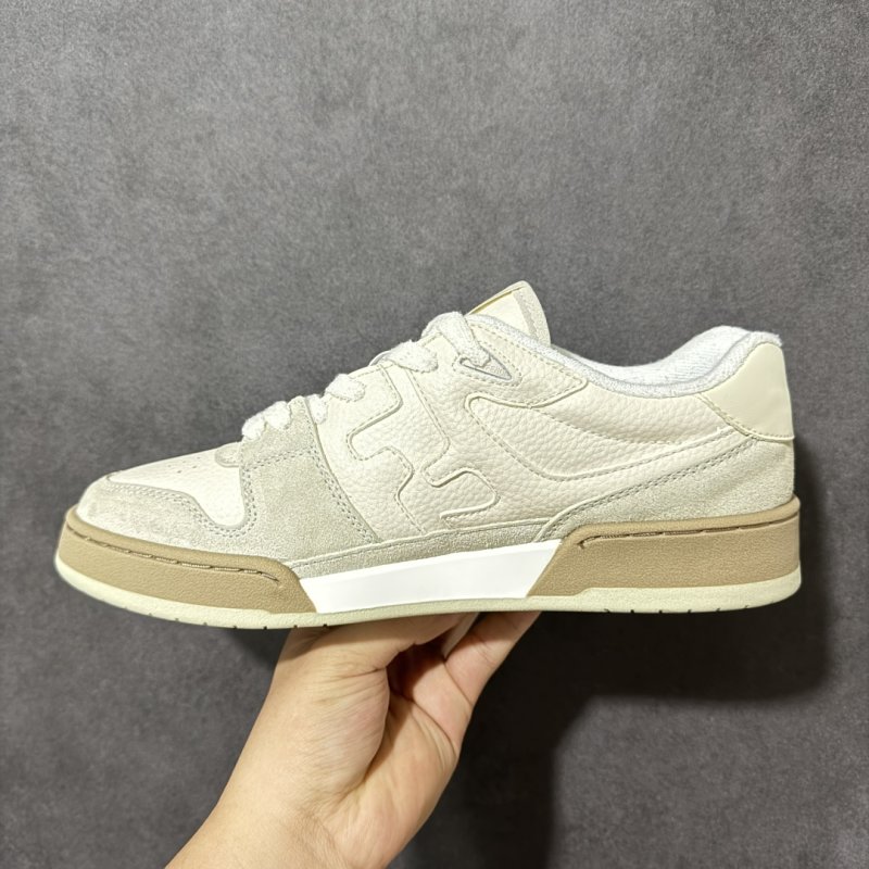 Fendi Match Low-Top Leather Sneaker - Cream/Tan view