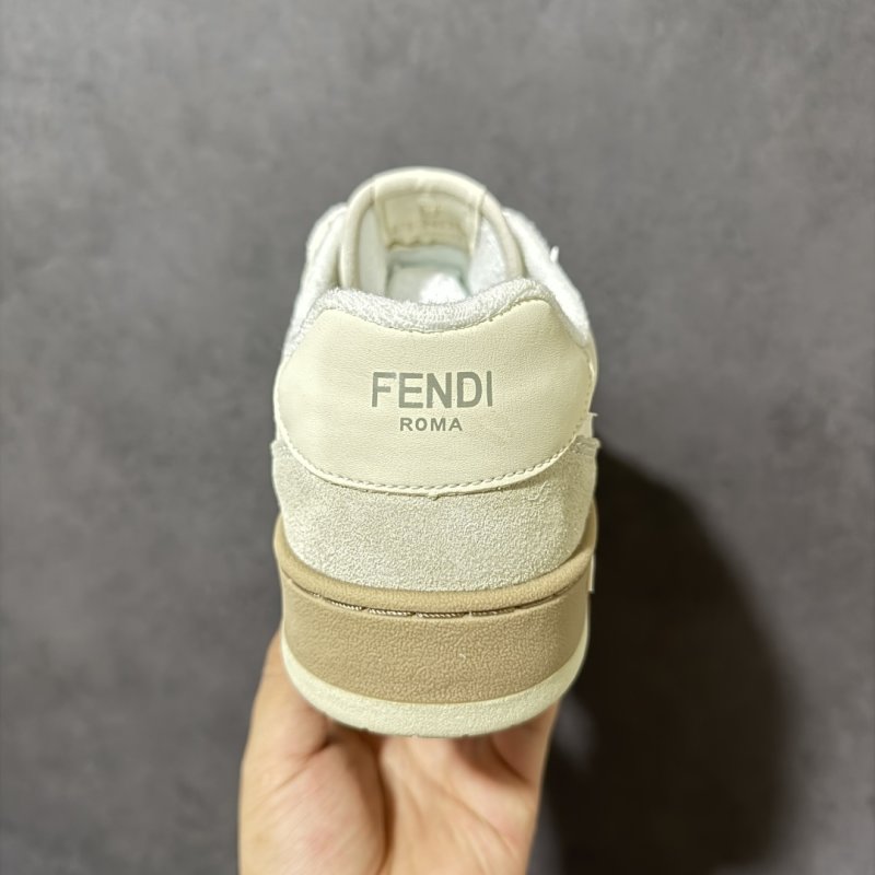 Fendi Match Low-Top Leather Sneaker - Cream/Tan view