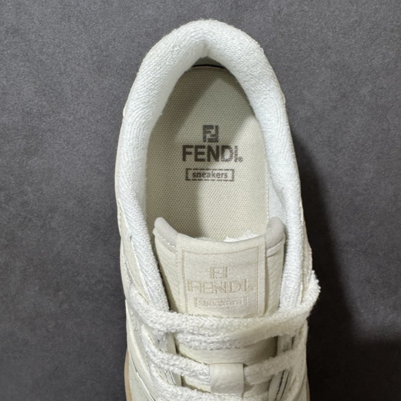 Fendi Match Low-Top Leather Sneaker - Cream/Tan view