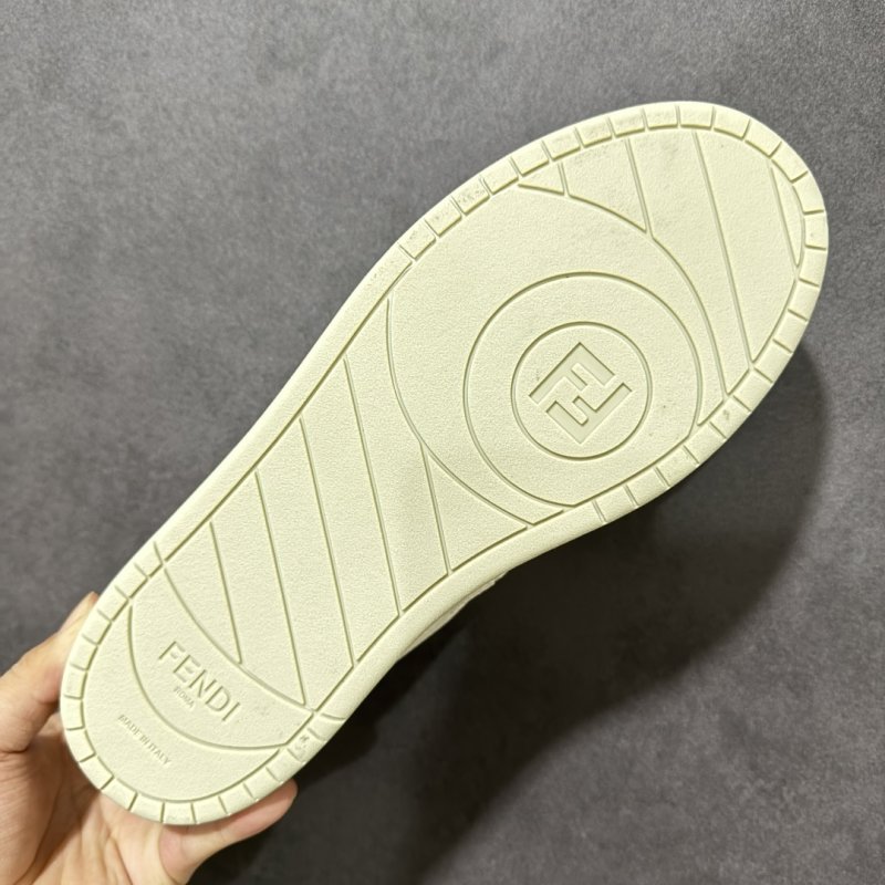 Fendi Match Low-Top Leather Sneaker - Cream/Tan view