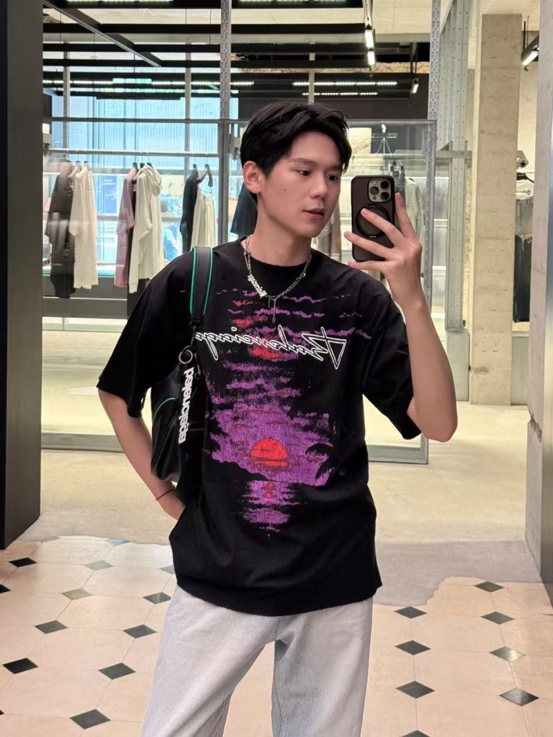 Black Purple Sunset Graphic T-Shirt Vintage Style view