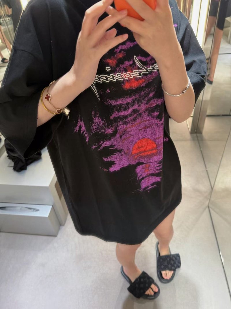 Black Purple Sunset Graphic T-Shirt Vintage Style view