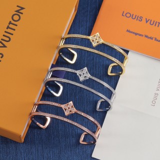Louis Vuitton LV Monogram Canvas Gold-Tone Bracelet Replica
