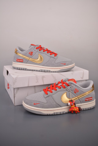 Nike Dunk Low Supreme Navy Gold Red UA Replica view 2