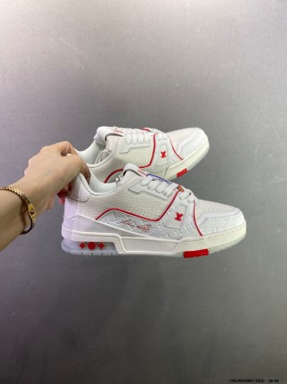 Louis Vuitton LV Trainer White Red Blue Low Top Sneaker view 2