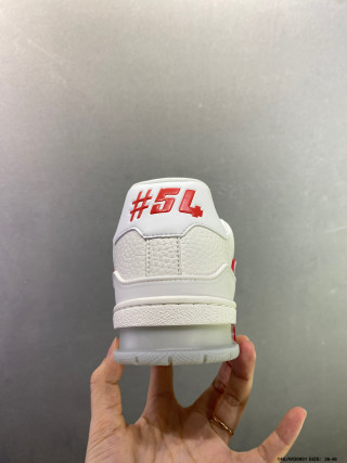 Louis Vuitton LV Trainer White Red Blue Low Top Sneaker view 6