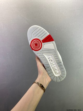 Louis Vuitton LV Trainer White Red Blue Low Top Sneaker view 9