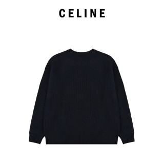 Celine Logo Embroidered Crewneck Sweater Navy Blue view 2