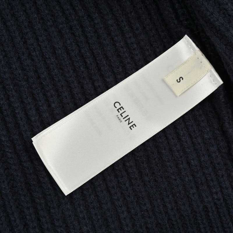 Celine Logo Embroidered Crewneck Sweater Navy Blue view