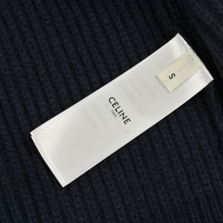 Celine Logo Embroidered Crewneck Sweater Navy Blue view 5