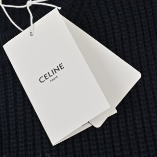 Celine Logo Embroidered Crewneck Sweater Navy Blue view 7