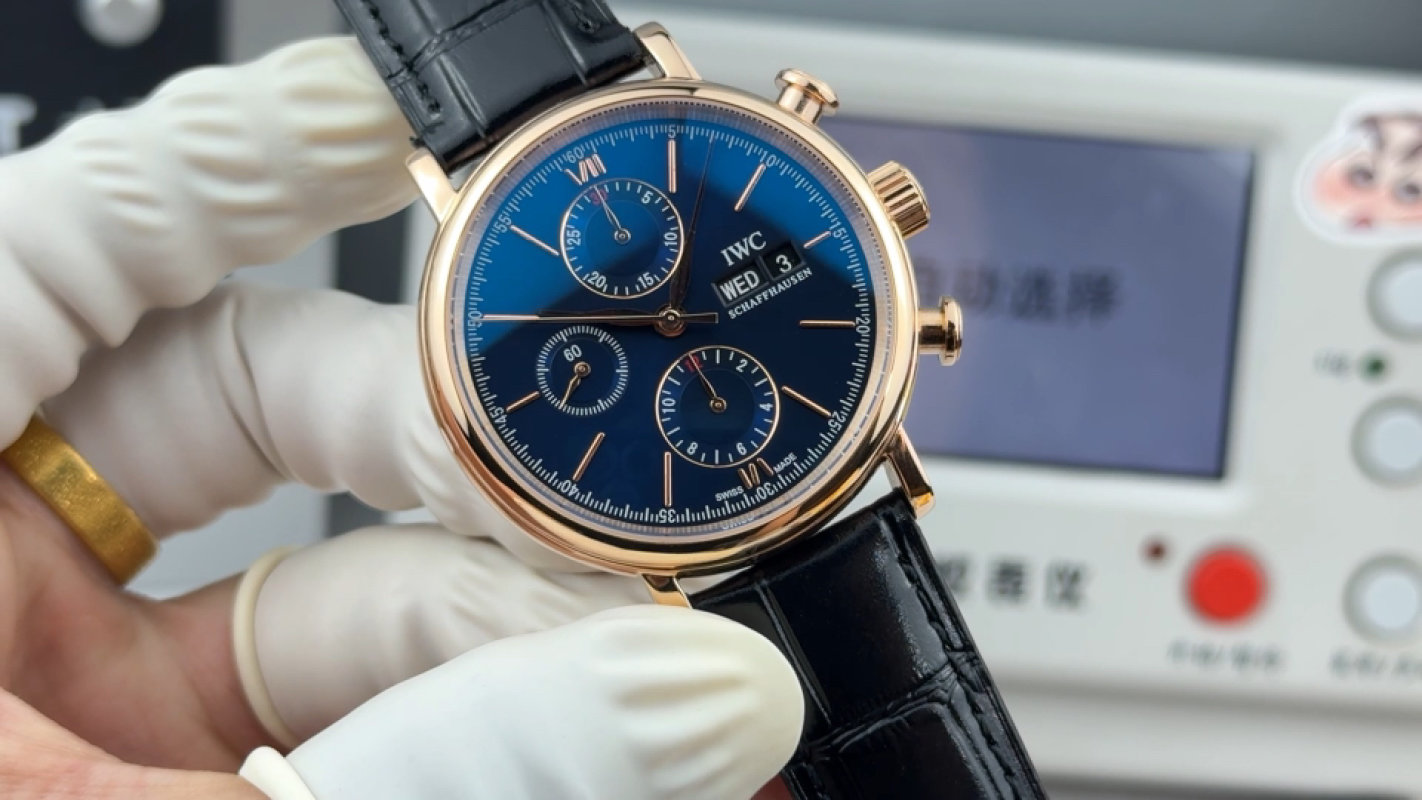IWC Portofino Chronograph 42mm Blue Dial Rose Gold UA Replica
