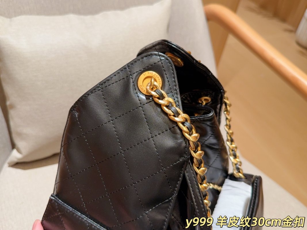 Chanel Large 25 Hobo Bucket Bag Black Gold Chain view