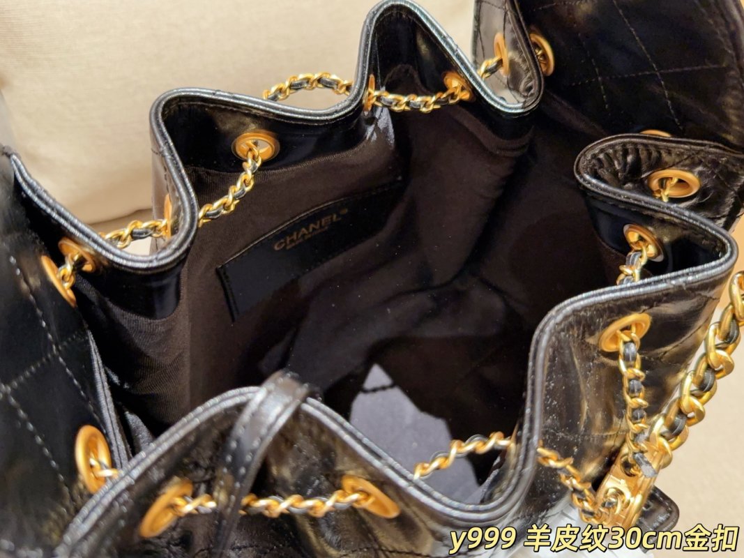 Chanel Large 25 Hobo Bucket Bag Black Gold Chain view