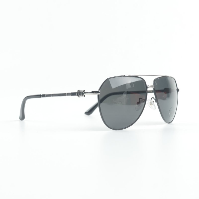 Cartier Santos de Cartier Pilot Sunglasses Silver Blue Polarized
