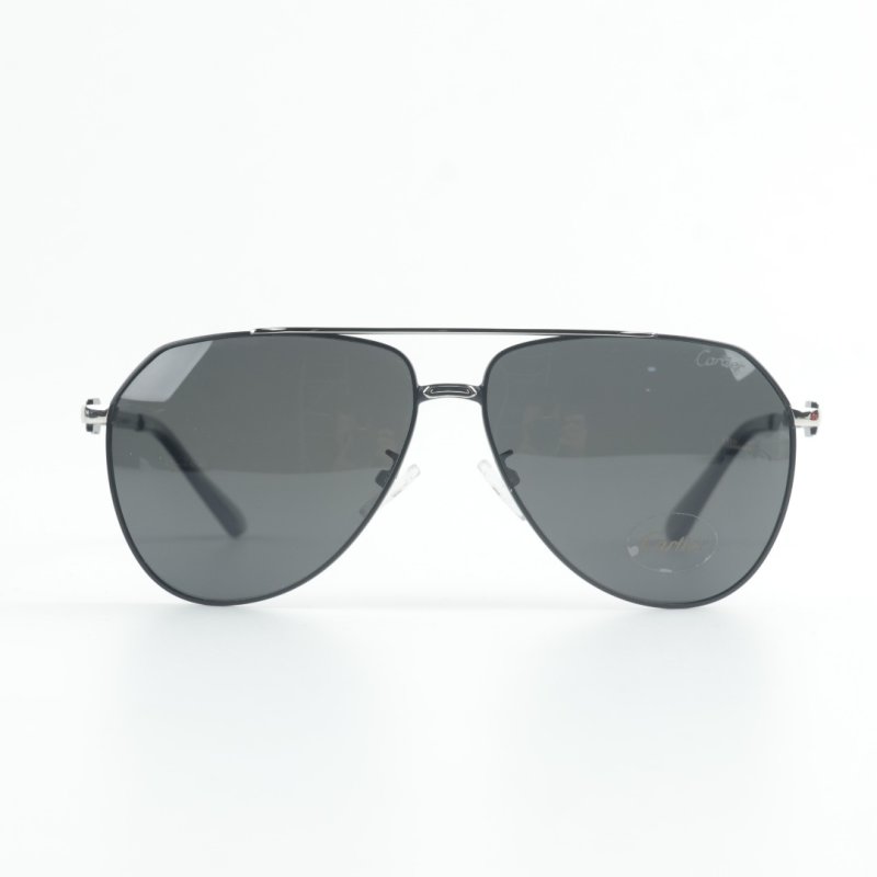 Cartier Santos de Cartier Pilot Sunglasses Silver Blue Polarized view