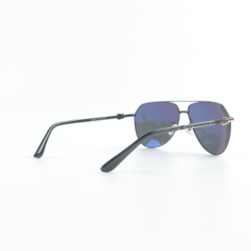 Cartier Santos de Cartier Pilot Sunglasses Silver Blue Polarized view