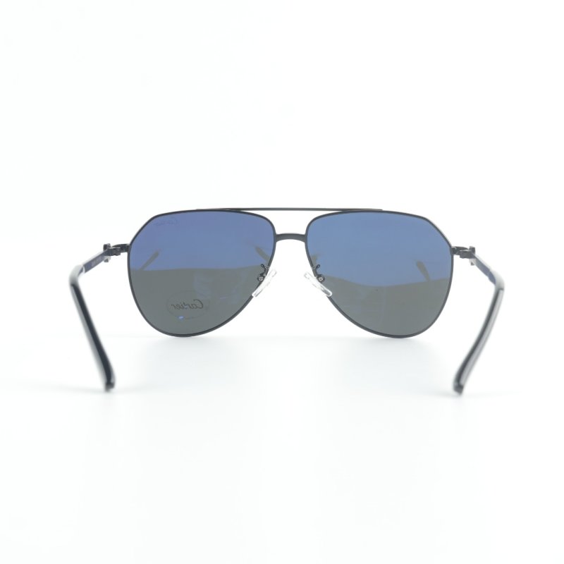 Cartier Santos de Cartier Pilot Sunglasses Silver Blue Polarized view
