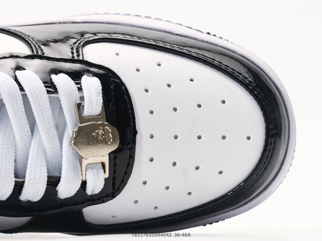 Bape x Nike Air Force 1 Low Black White Ape Head view