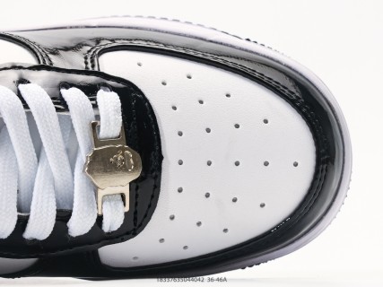 Bape x Nike Air Force 1 Low Black White Ape Head view 8