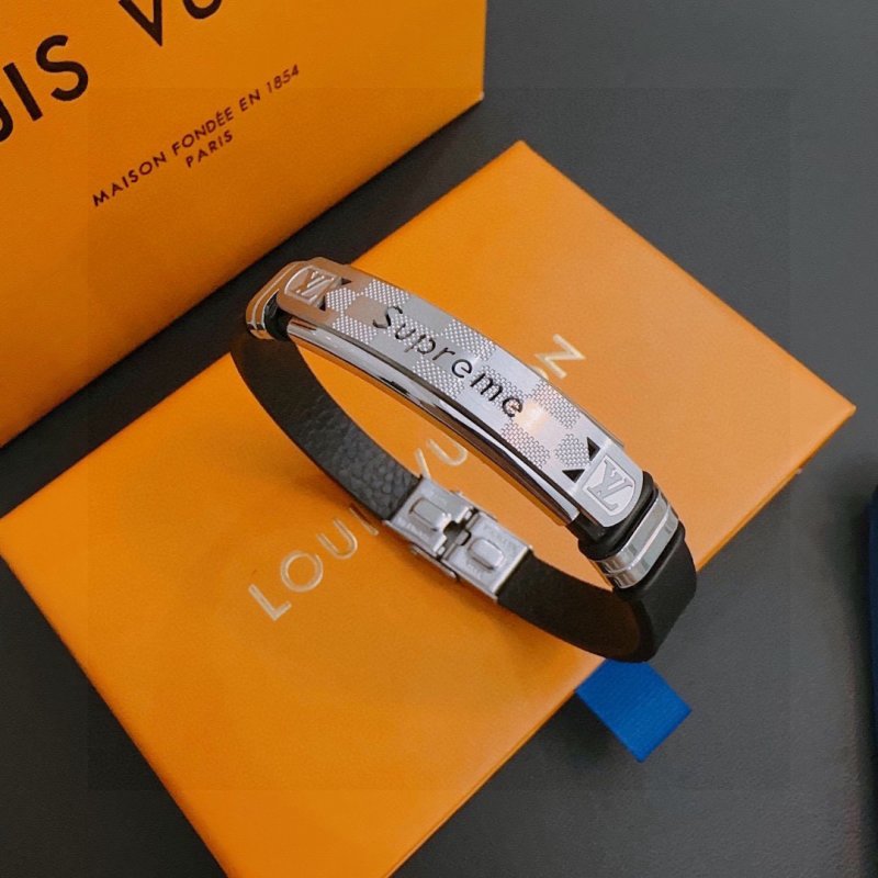 Louis Vuitton Supreme Collaboration Silver Leather Bracelet view