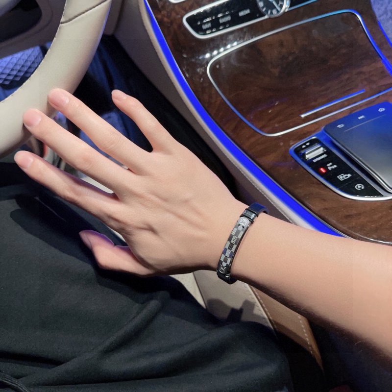 Louis Vuitton Supreme Collaboration Silver Leather Bracelet view