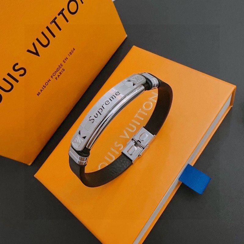Louis Vuitton Supreme Collaboration Silver Leather Bracelet view