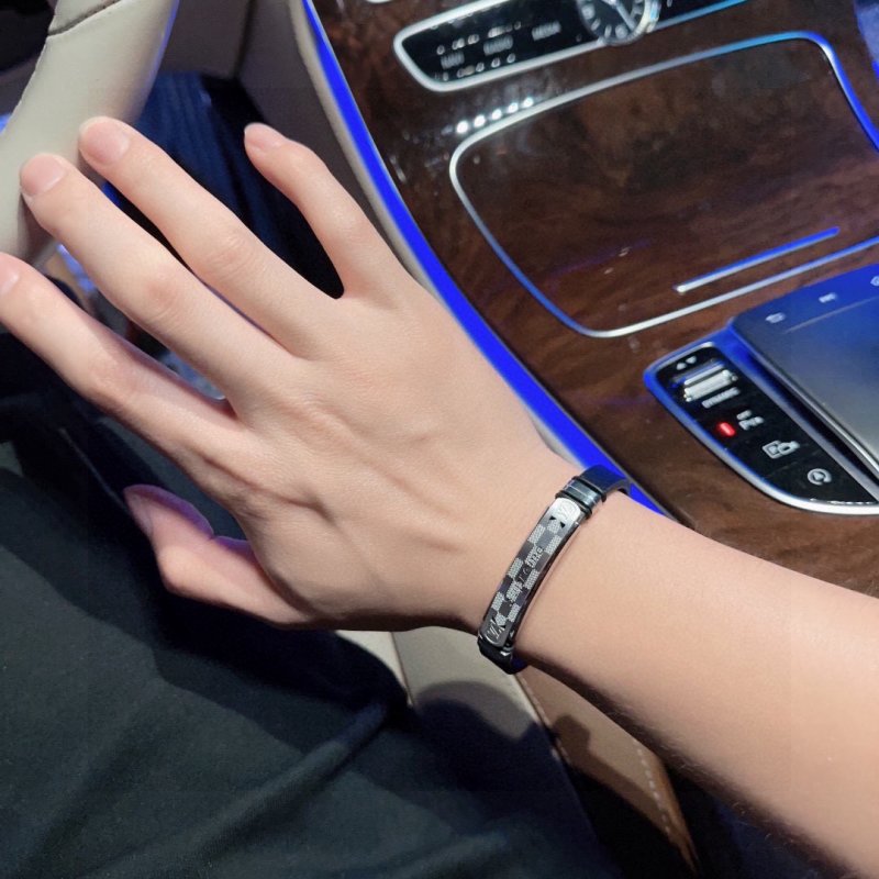 Louis Vuitton Supreme Collaboration Silver Leather Bracelet view