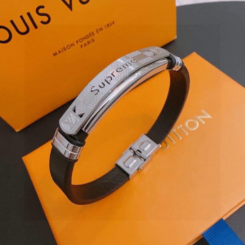 Louis Vuitton Supreme Collaboration Silver Leather Bracelet view
