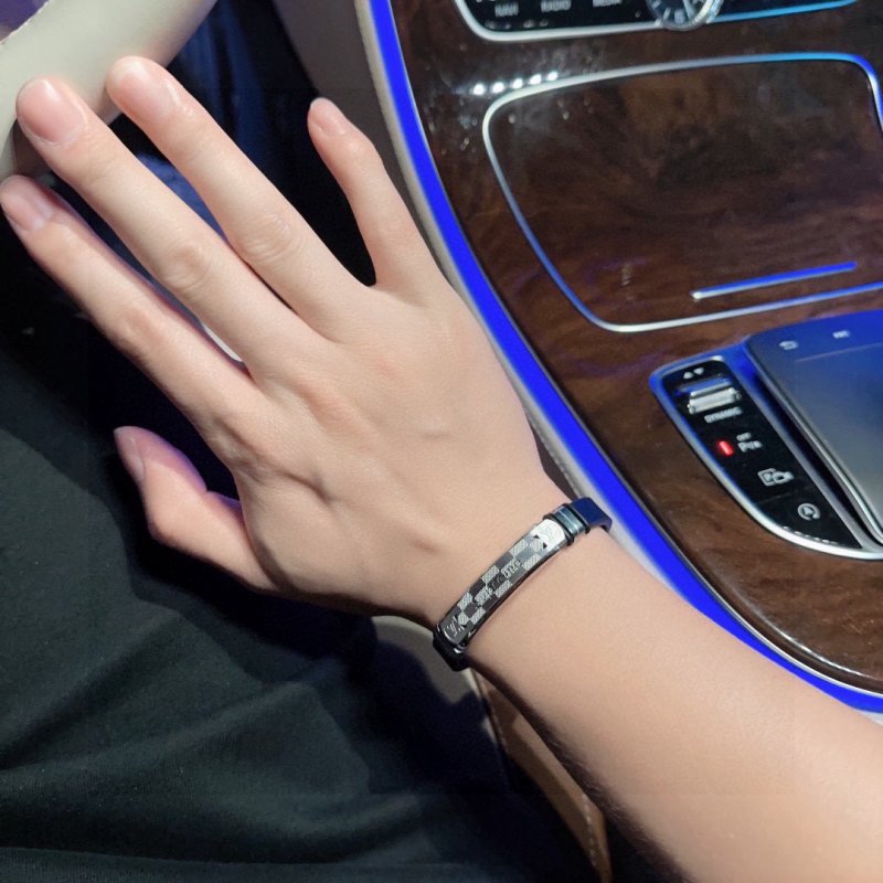 Louis Vuitton Supreme Collaboration Silver Leather Bracelet view