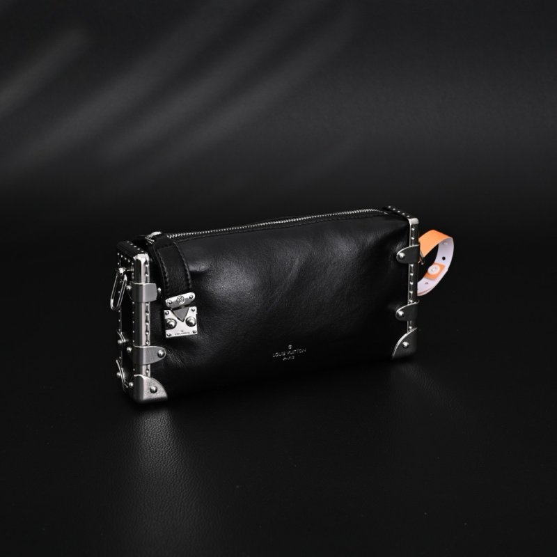 Louis Vuitton Slim Trunk Black Calf Leather Shoulder Bag Replica