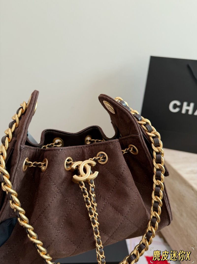 Chanel 25C Mini Hobo Bucket Bag Burgundy Suede UA Replica view